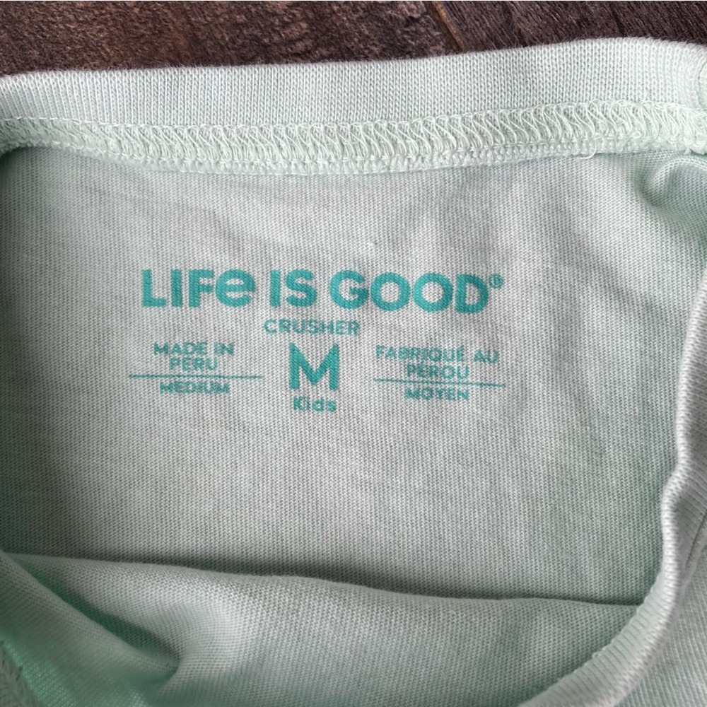 Life is Good Kids Crusher Tee Mint Green Tie Dye Smiley Chattanooga TN Size M - Picture 4 of 8